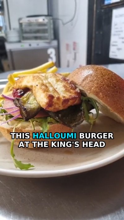Halloumi burger with roasted pepper and sweet chilli jam
